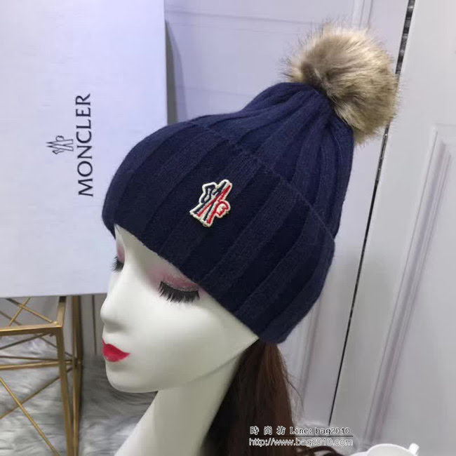 MONCIER蒙口 專櫃新品 原版高端狐狸毛球羊毛+兔絨 時尚百搭針織帽 LLWJ7891